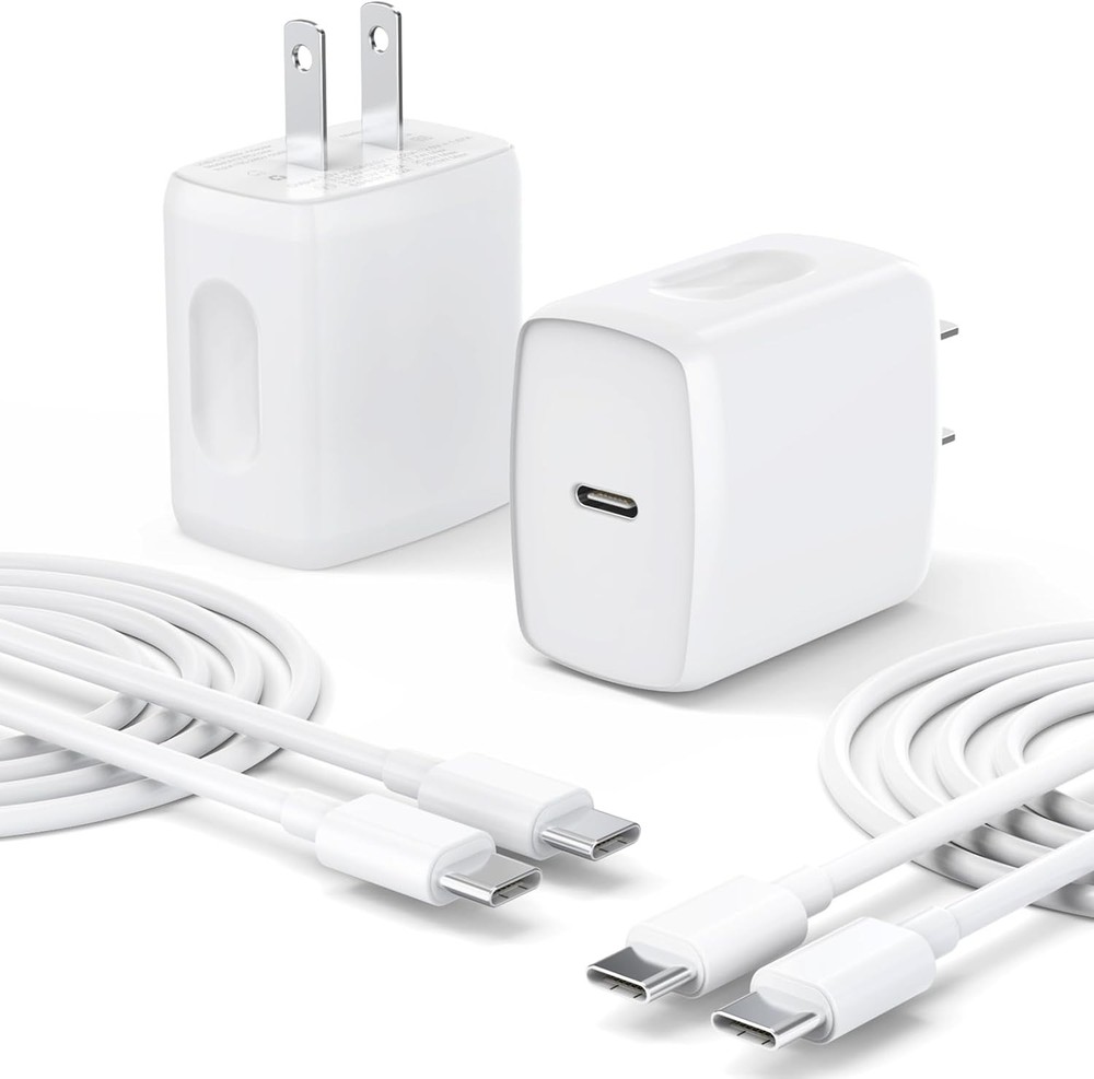 2 Pack 25W USB-C Fast Charger Block for iPhone 17 16 15 Pro Max 6FT Cable