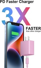 20W Fast Wall Charger with 6FT USB-C Cable for iPhone 14/13 and More