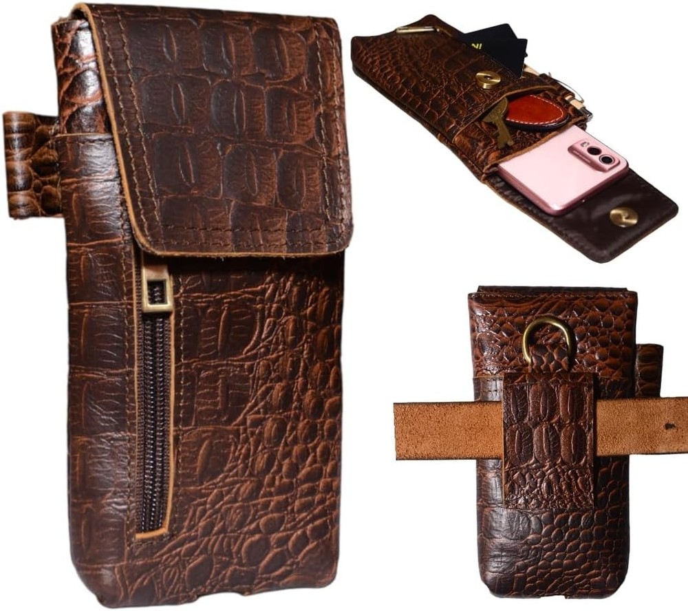 Leather Phone Holster – Genuine Full-Grain Buffalo Leather Cell Phone Holsters f