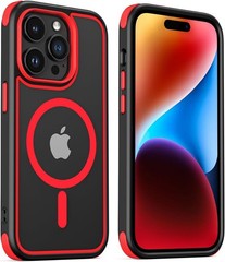 iPhone 14 Pro Max Case, Crystal Clear Case with Magnetic Ring, Multicolor Bumper
