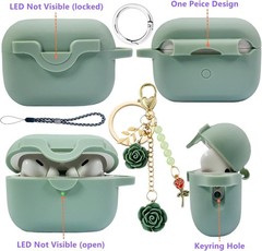 Lock Case for Airpods Pro 2nd Generation/1st Gen Case with Cute Flowers Keychain