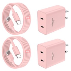 45W Dual USB-C Fast Charger Block for iPhone 17/16/15 with 6FT Cable