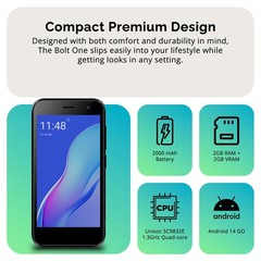 Bolt 1 | Dual SIM | Unlocked Smartphone | Android 14 Go Edition | 2 Day Batte…