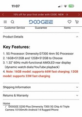 DOOGEE S200 Plus 5G Rugged Android 14 Phone 16GB RAM 512GB 10100mAh 100MP Camera