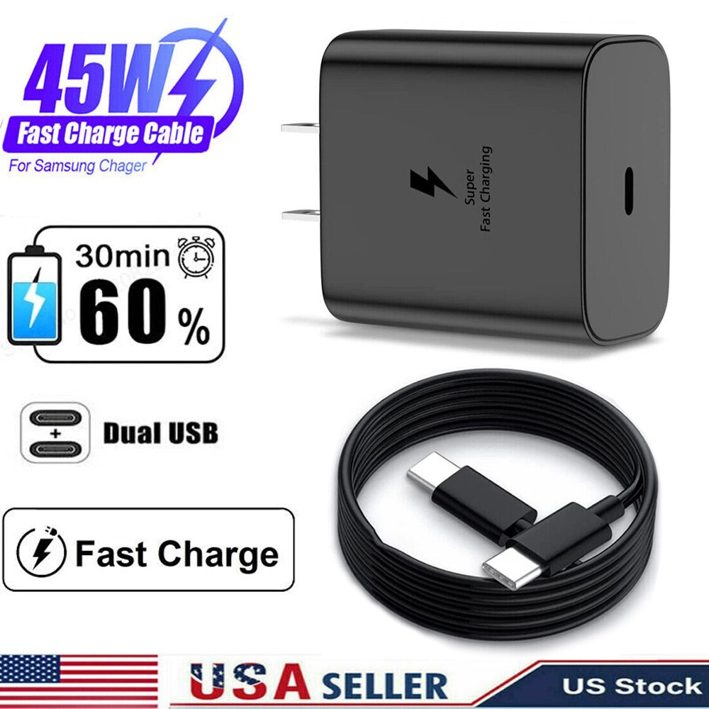 45W Super Fast Charging Adapter Charger for Samsung Galaxy S21 S22 S23 S24 A53