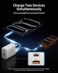 3 Pack 60W Dual Port USB-C Fast Charger Wall Charger for iPhone 17/16/15 10FT