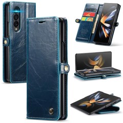 Samsung Galaxy Z Fold 4 Case Wallet Leather Card Slots Defender Cover Blue