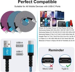 3 Pack 3.1A USB-C Fast Charger Adapter for iPhone 17/16, Samsung Galaxy S25 Ultr