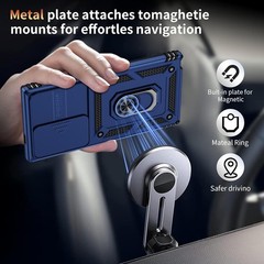 Navy Blue Case for Samsung Galaxy S24 Ultra, HD Screen Protector, Slide Lens Cov