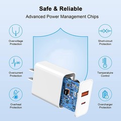3-Pack 20W Dual Port USB-C Fast Charger Wall Adapter for iPhone 14/13/12
