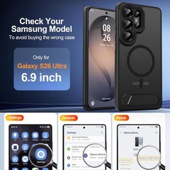 Translucent Matte Black Case for Samsung Galaxy S26 Ultra, Magnetic Phone Cover