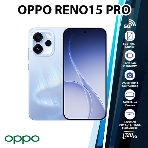 OPPO Reno15 Pro 5G Android Cell Phone (BLUE/12GB+512GB/Dual SIM/Unlocked)