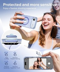Clear Glitter Shockproof Phone Case for iPhone 17 Air 6.5&Prime;, Sparkle Blue