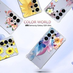 Samsung Galaxy S26 Ultra Case: Women Girls Flower Floral Flexible TPU Rubber Cov