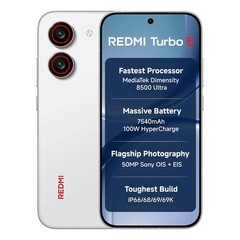 REDMI Turbo 5 (8GB + 256GB) Turbo White | MediaTek Dimensity 8500 Ultra NFC