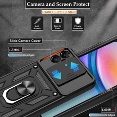 Samsung Galaxy A05 Case with Screen Protector, Slide Camera Cover, Heavy Duty Bl