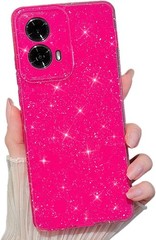 Cute Super Vibrant Neon Glitter Shiny Bling Case for Moto Edge 2024 – Hot Pink