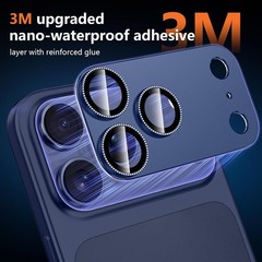 Navy Blue Camera Lens Protector 9H Tempered Glass for iPhone 17 Pro Max, Full Co