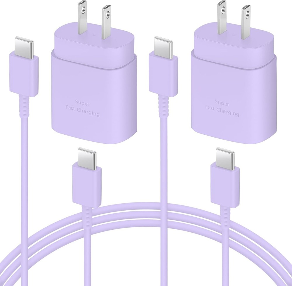 USB C Charger, 2 Pack 25W Type C Fast Charging with 6 FT USB-C Cable for Android