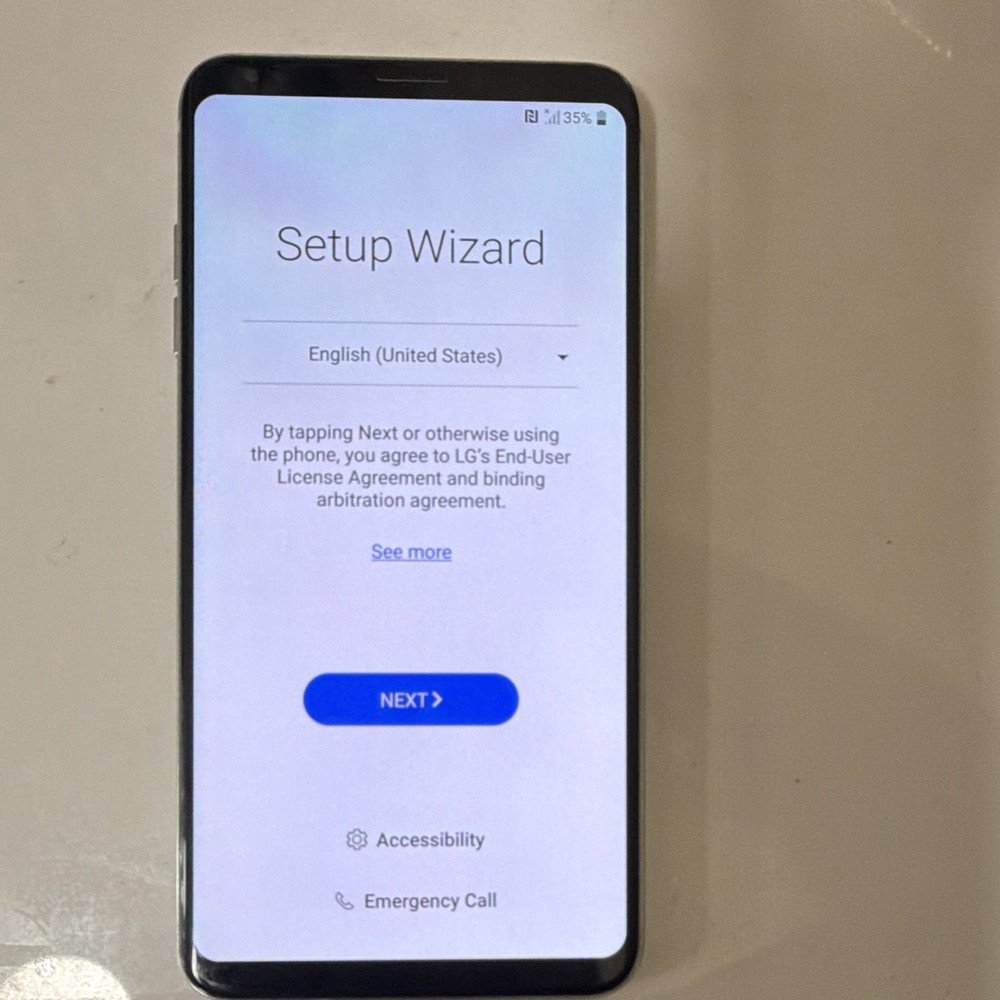 LG V30 64GB Verizon Gray Slate Smartphone Setup Wizard Screen Shown
