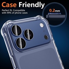 Navy Blue Camera Lens Protector 9H Tempered Glass for iPhone 17 Pro Max, Full Co