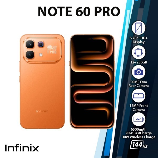 Infinix Note 60 Pro Android Cell Phone (ORANGE/12GB+256GB/Dual SIM/Unlocked)