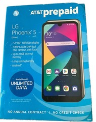 LG Phoenix 5 AT&T LM-K300AM 16GB/2GB 5.7&Prime; Android Smartphone Silver Prepaid