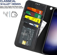 Wallet Case for Samsung Galaxy S23 FE 5G Flip Cover with Card Holder, Black