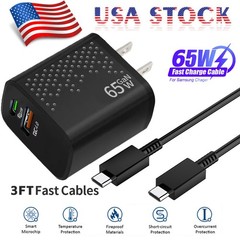 65w Type USB-C Super Fast Wall Charger +3FT Cable For Samsung Galaxy S20 S21 S22
