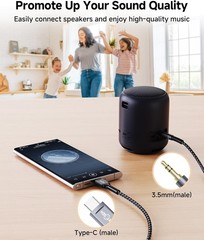 2 Pack USB-C to 3.5mm Audio Aux Cable for iPhone 17/16/15 Pro Max, 4Ft