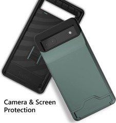 Dual Layer Wallet Case for Google Pixel 6a (2022) – Dark Green, 3-Card Storage