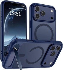 Magnetic for iPhone 17 Pro Case with Built-in Invisible Kickstand, Deep Blue