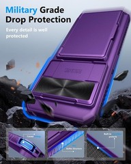 Dark Purple Case for Google Pixel 10 Pro XL, RFID Blocking & Card Holder Back