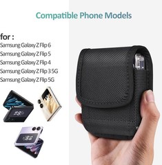 Holster Compatible with Samsung Galaxy Z Flip 6 5 4 3, Durable Nylon, Black