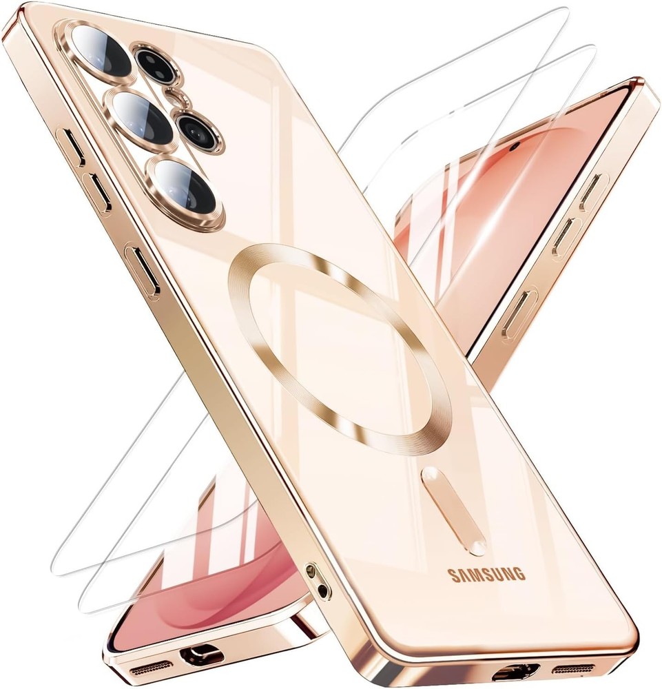 KEKBOXQ Gold Magnetic Case for Samsung Galaxy S26 Ultra with 2X Screen Protector