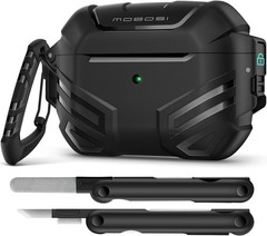 Black Military Grade Hard Shell Case with Lock for AirPods Pro 2/1