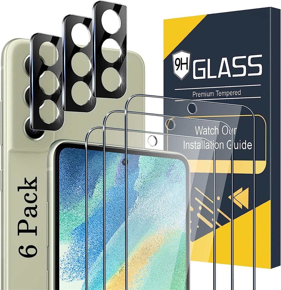 6 in 1 for Galaxy S21 FE 5G Tempered Glass 4 Pack Screen Protector+Camera Lens