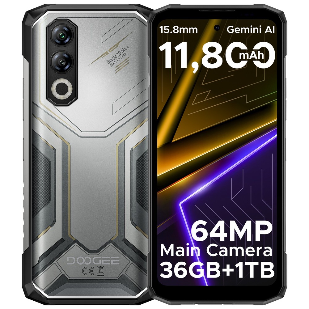 DOOGEE Blade20Max Rugged Smartphone 36GB+1TB Android 15 11800mAh 33W 6.6inch NFC
