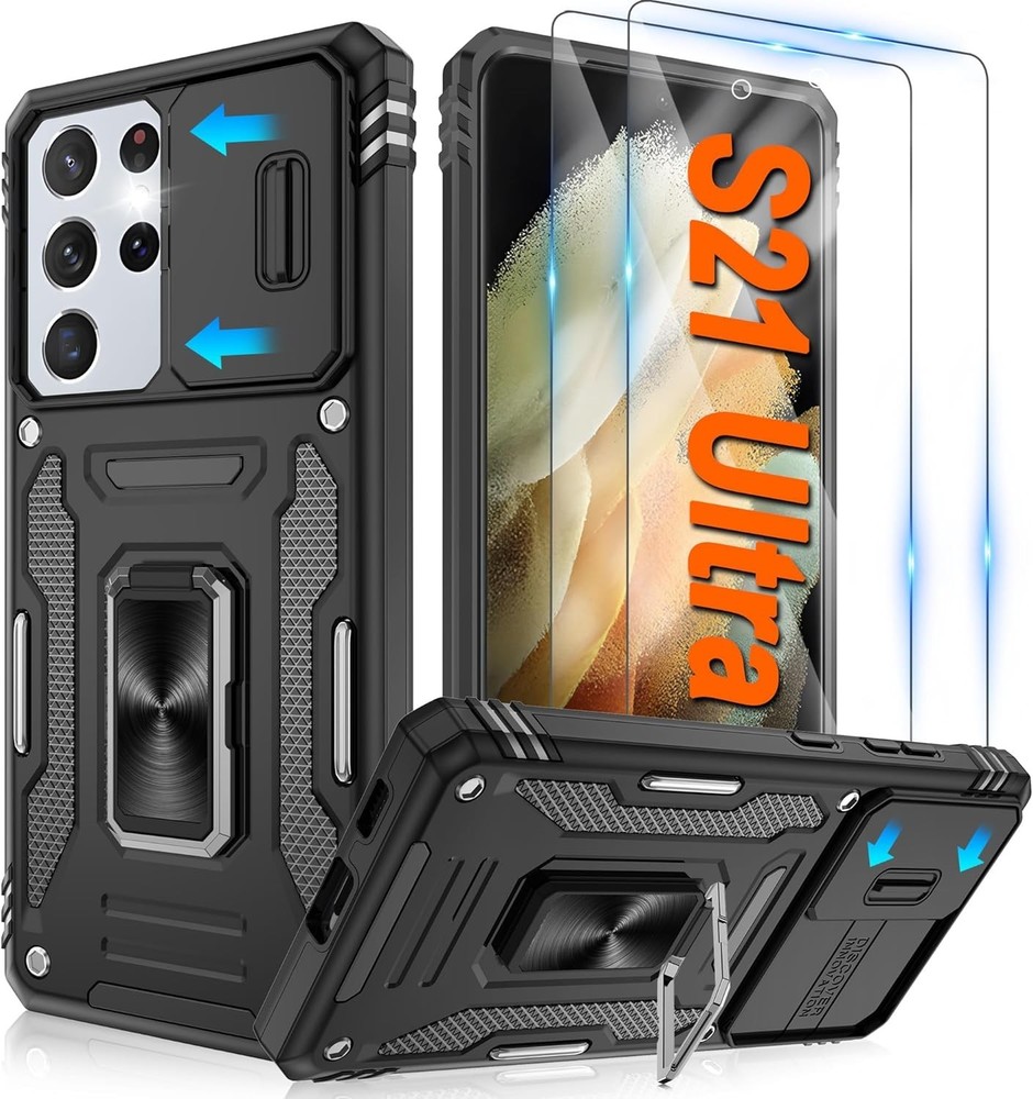For Samsung Galaxy S21 Ultra Case w/ Military Grade Protective Cover & Kickstand