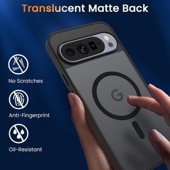 Magnetic Matte Case for Google Pixel 10 Pro XL 6.8-Inch Slim Translucent Black