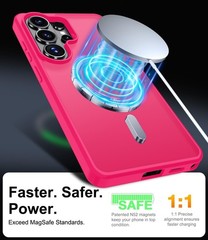 Hot Pink Magnetic Case for Samsung Galaxy A57 5G, Includes Screen Protector & St