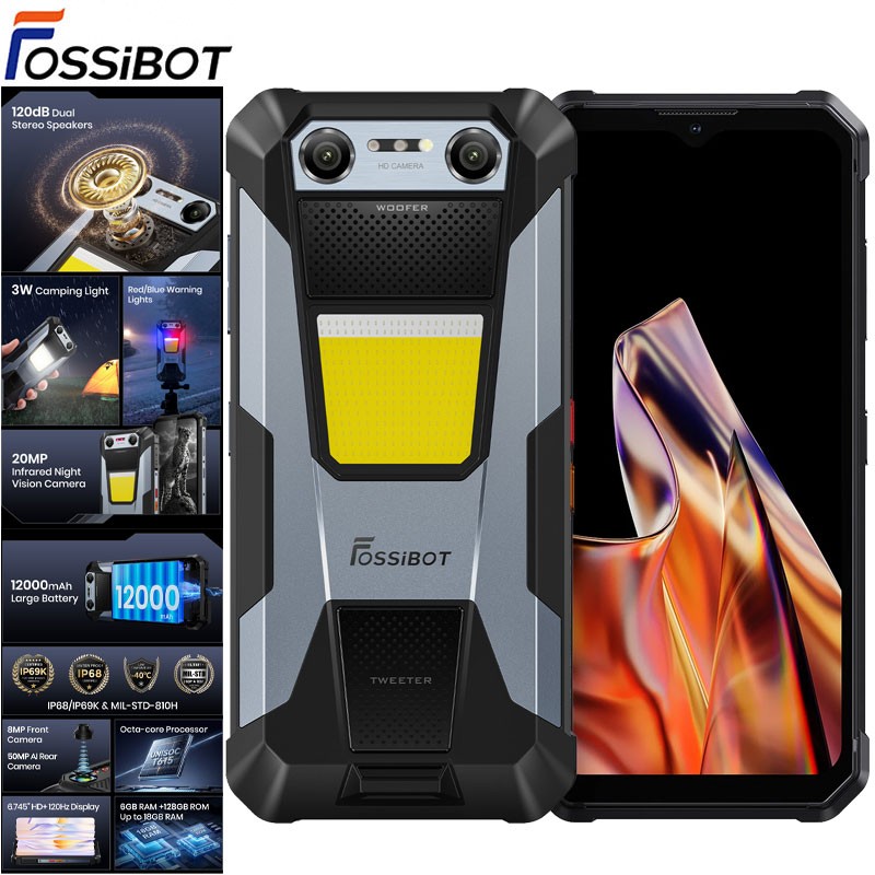 Unlock 4G LTE Rugged Phone Android 16 Waterproof Dual Speaker Dual SIM FOSSiBOT