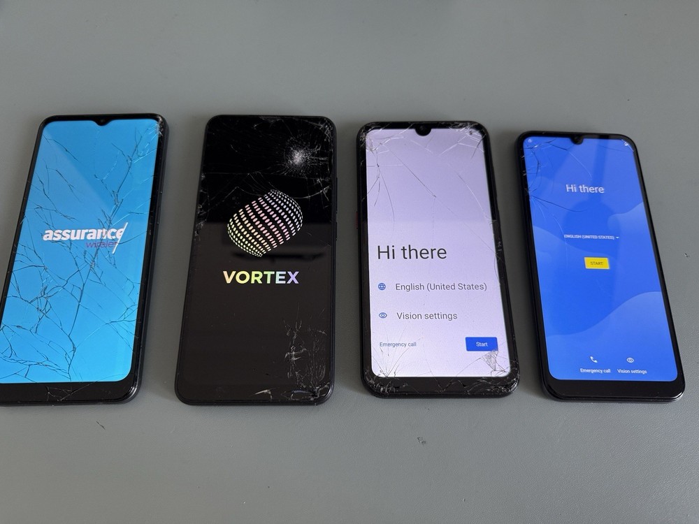 Lot of 4 Android Smartphones Parts Only Wiko Maxwest Vortex BLU