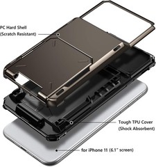 iPhone 11 6.1 inch Wallet Case with 4-Card Holder, ID Slot, Flip Door, Hidden Po