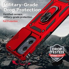 Motorola Moto Edge 2024 Case with HD Screen Protector & Slide Camera Cover, Red