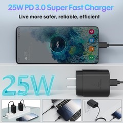3-Pack 25W Type-C Super Fast Charger Block for Galaxy S23 Ultra/S22 6FT