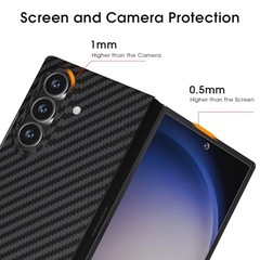 Slim Fit Carbon Fiber Matte Case for Samsung Galaxy Z Fold 7, Shockproof Black