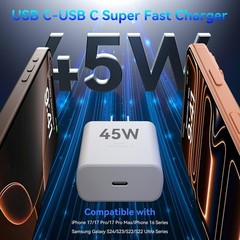 2 Pack 45W USB-C Fast Charger Adapter for iPhone 17/16/15 10 FT Cable