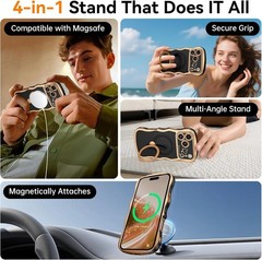 Magnetic for iPhone 17 Pro Max Case with 360° Rotatable Kickstand Ring, Black/Go