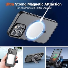 Magnetic for iPhone 13 Pro Case Translucent Matte Shockproof Phone Case, Black